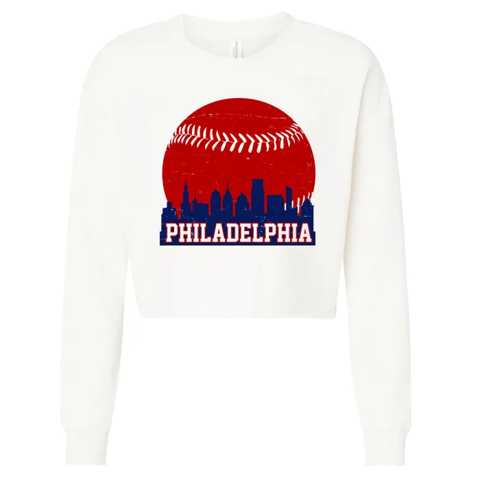 Philadelphia Baseball City Skyline Cropped Pullover Crew