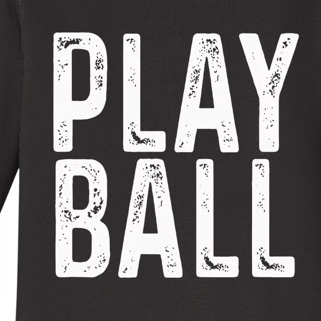 Play Ball Cute Baseball Softball Funny Baby Long Sleeve Bodysuit