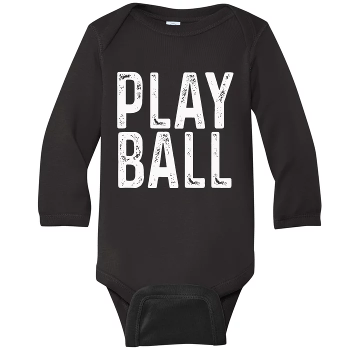 Play Ball Cute Baseball Softball Funny Baby Long Sleeve Bodysuit