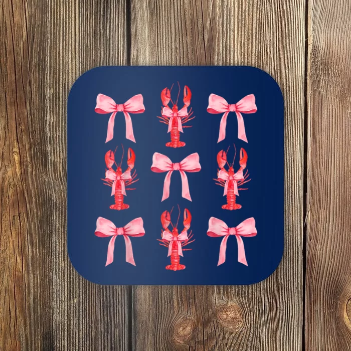 Pink Bow Cute Coquette Crawfish Clean Girl Aesthetic Coaster