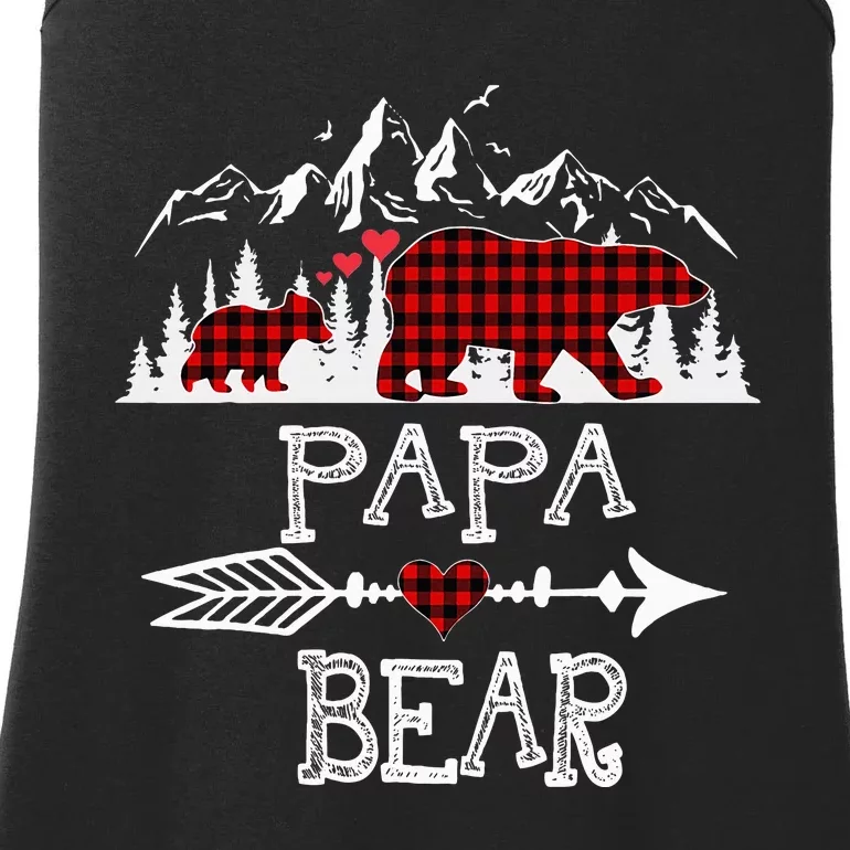 Papa Bear Christmas Pajama Red Plaid Buffalo Family Ladies Essential Tank