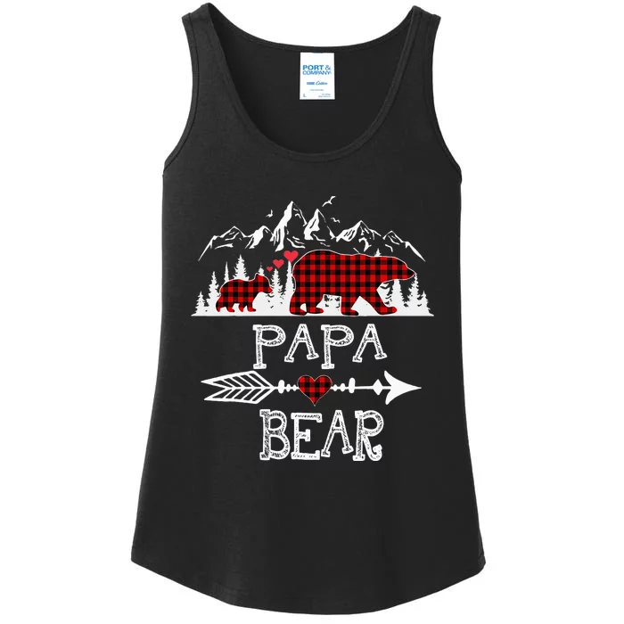 Papa Bear Christmas Pajama Red Plaid Buffalo Family Ladies Essential Tank