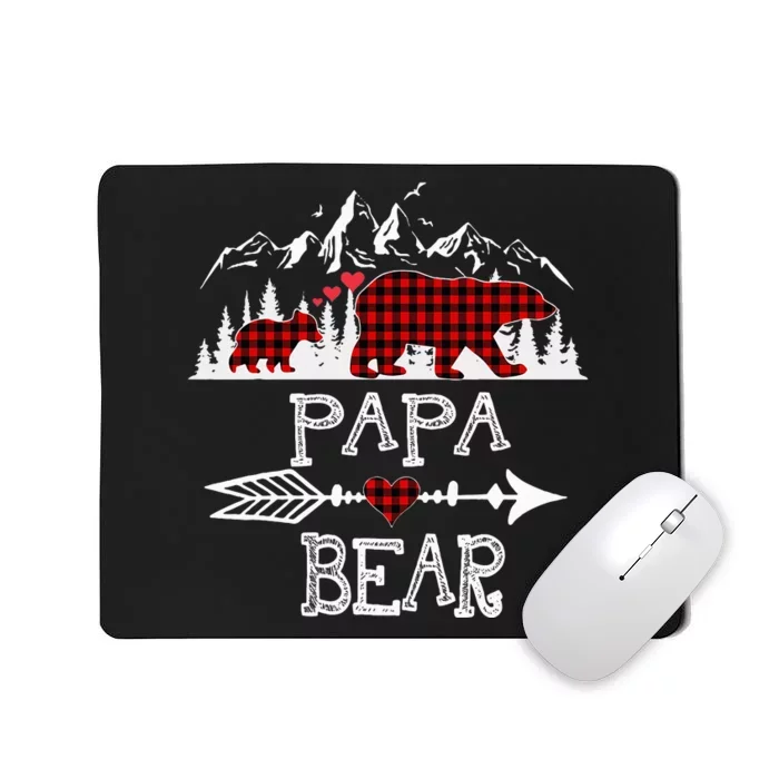 Papa Bear Christmas Pajama Red Plaid Buffalo Family Mousepad