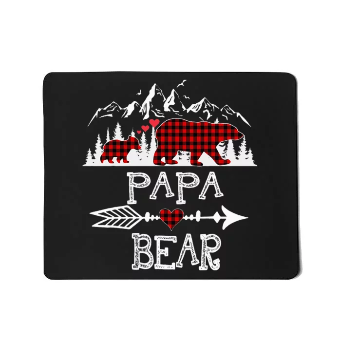 Papa Bear Christmas Pajama Red Plaid Buffalo Family Mousepad