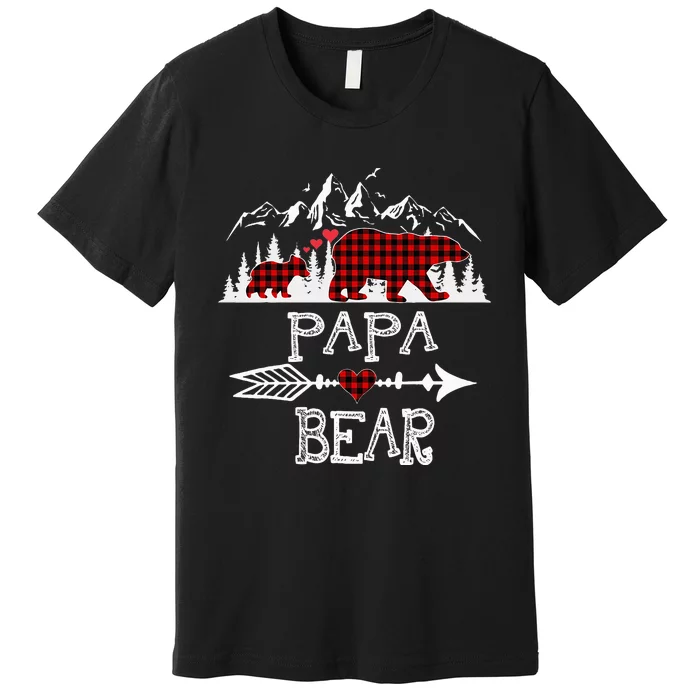 Papa Bear Christmas Pajama Red Plaid Buffalo Family Premium T-Shirt