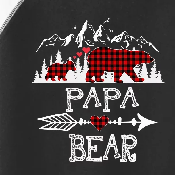 Papa Bear Christmas Pajama Red Plaid Buffalo Family Toddler Fine Jersey T-Shirt