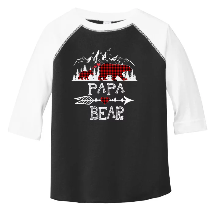 Papa Bear Christmas Pajama Red Plaid Buffalo Family Toddler Fine Jersey T-Shirt