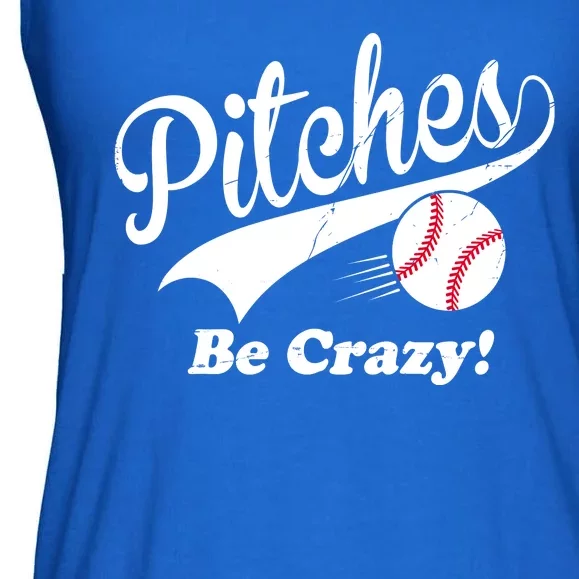 Pitches Be Crazy Funny Baseball Sport Ladies Essential Flowy Tank