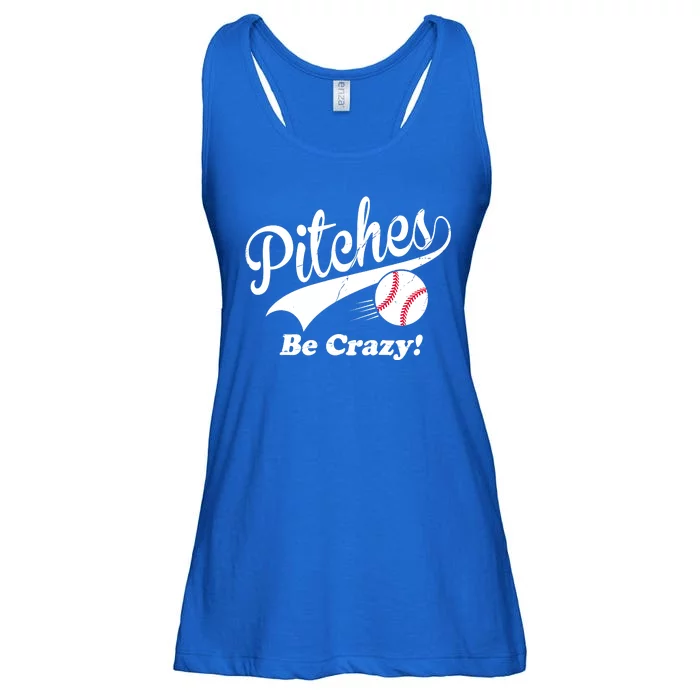 Pitches Be Crazy Funny Baseball Sport Ladies Essential Flowy Tank