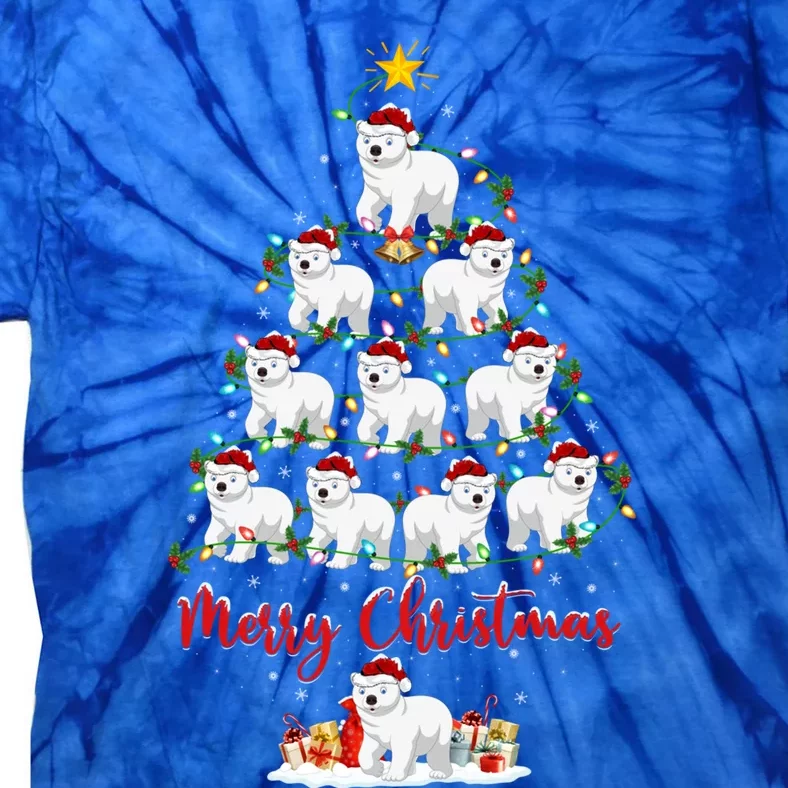 Polar Bear Christmas Tree Lights Funny Polar Bear Xmas Gift Tie-Dye T-Shirt