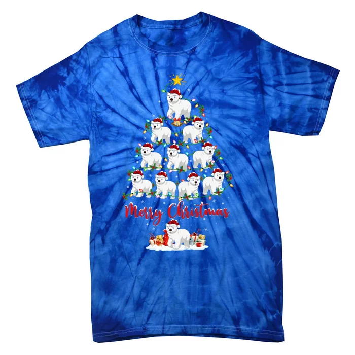 Polar Bear Christmas Tree Lights Funny Polar Bear Xmas Gift Tie-Dye T-Shirt