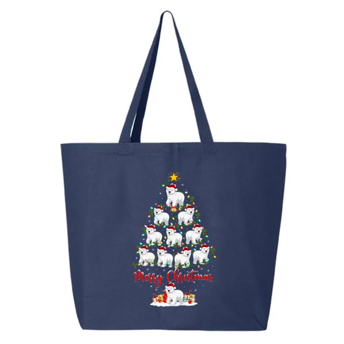 Polar Bear Christmas Tree Lights Funny Polar Bear Xmas Gift 25L Jumbo Tote