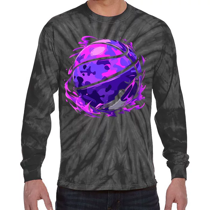 Purple Basketball Camouflage Player Tie-Dye Long Sleeve Shirt