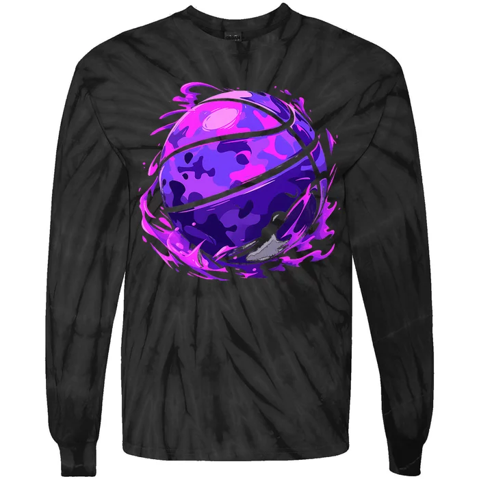 Purple Basketball Camouflage Player Tie-Dye Long Sleeve Shirt