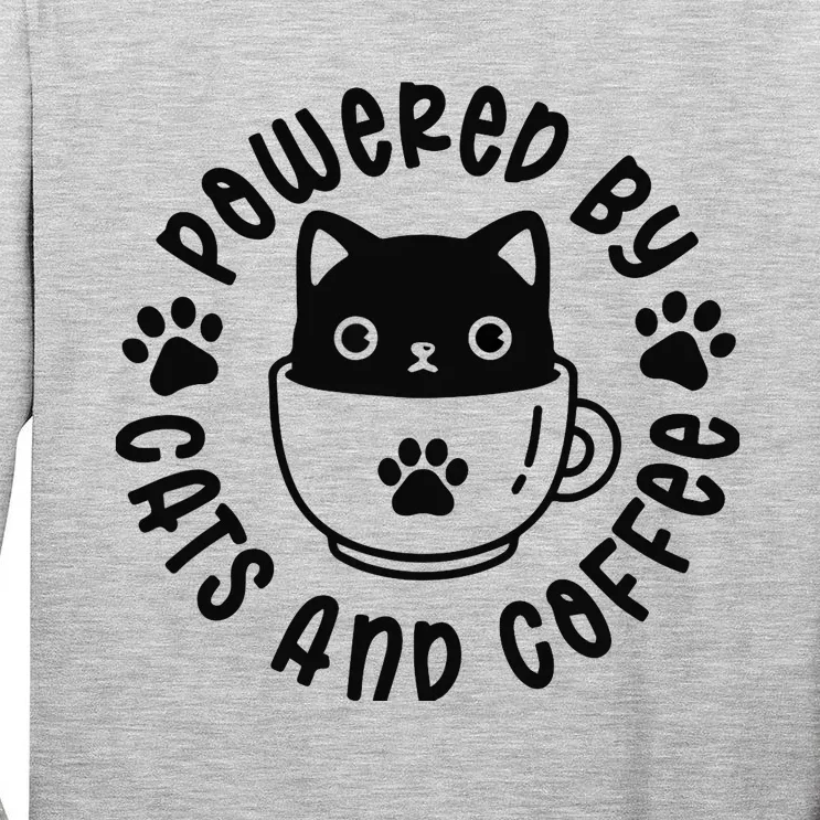 Powered by cats and coffee Tall Long Sleeve T-Shirt