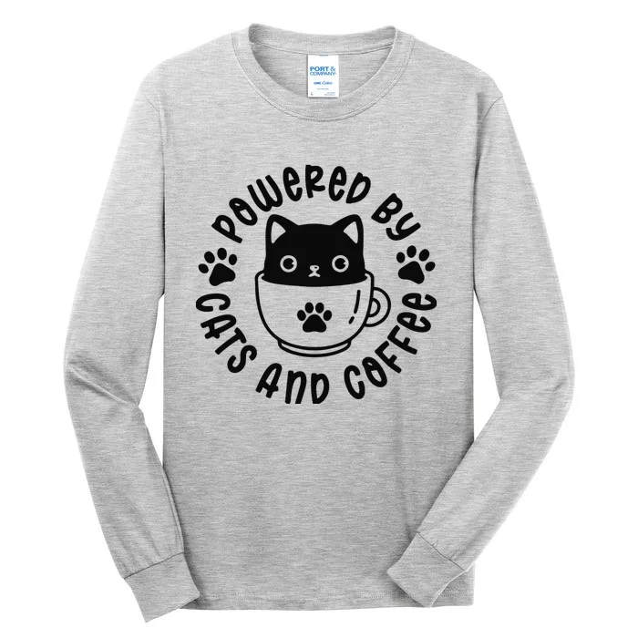 Powered by cats and coffee Tall Long Sleeve T-Shirt