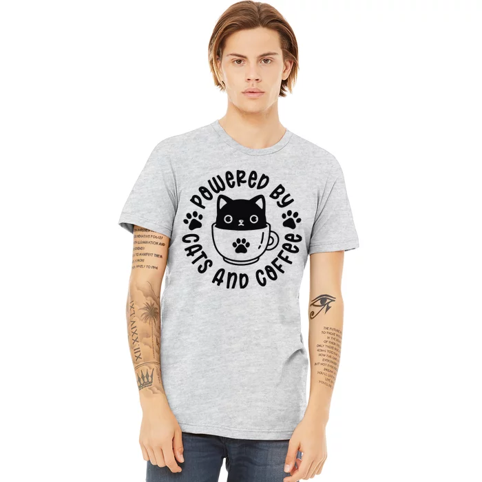 Powered by cats and coffee Premium T-Shirt