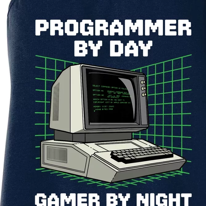 Programmer By Day Gamer By Night Funny IT Nerd Geek Women's Racerback Tank