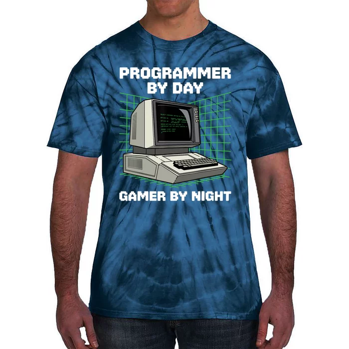 Programmer By Day Gamer By Night Funny IT Nerd Geek Tie-Dye T-Shirt