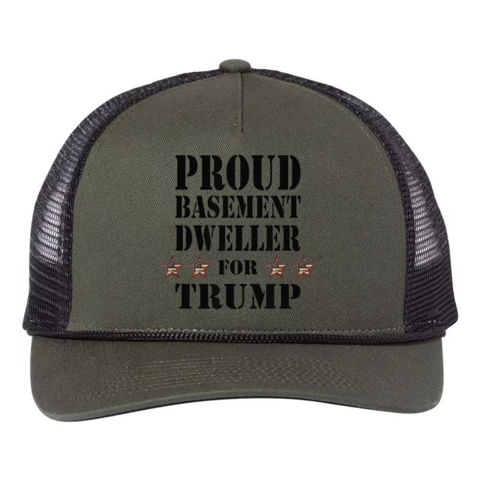 Proud Basement Dweller For Trump For President Retro Rope Trucker Hat Cap