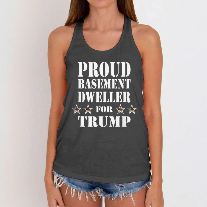 Proud Basement Dweller For Trump For President Women's Knotted Racerback Tank