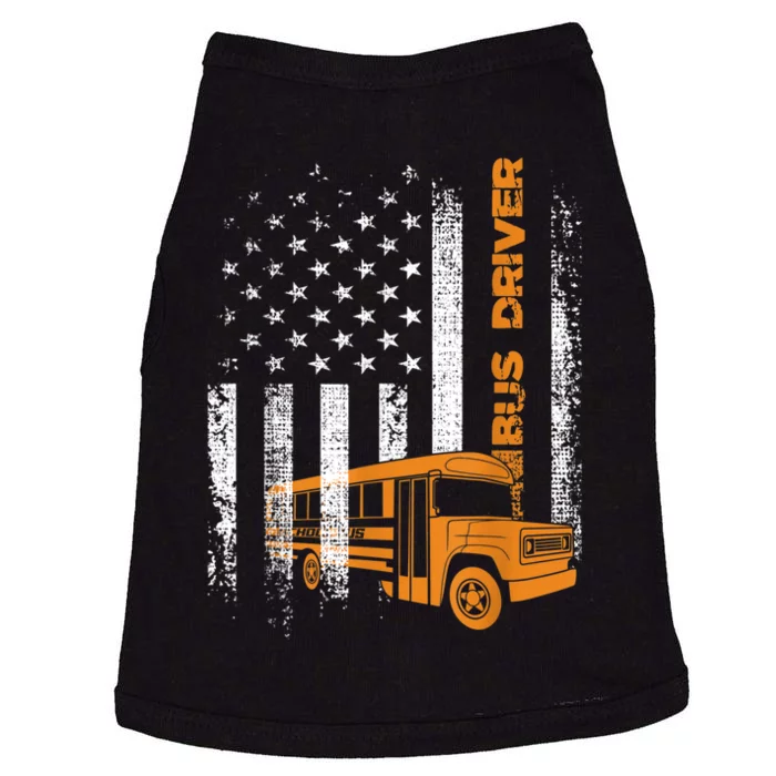 Patriotic Bus Driver USA American Flag School Bus Driver Doggie Tank