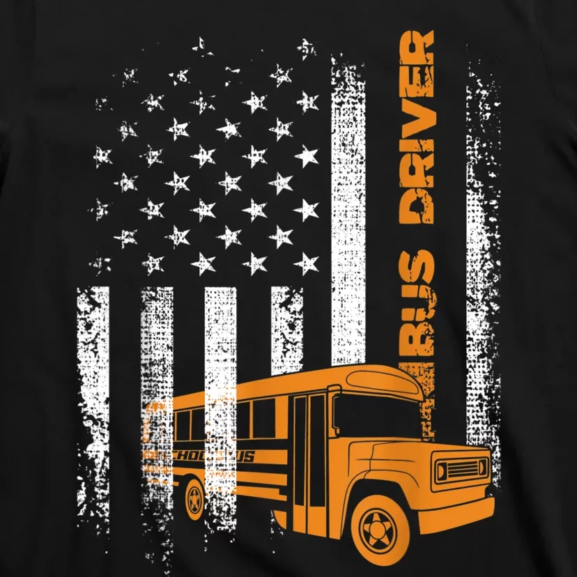 Patriotic Bus Driver USA American Flag School Bus Driver T-Shirt