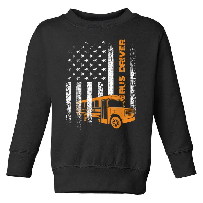 Patriotic Bus Driver USA American Flag School Bus Driver Toddler Sweatshirt