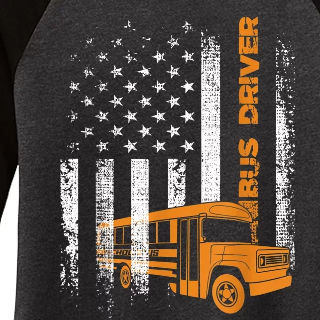 Patriotic Bus Driver USA American Flag School Bus Driver Women's Tri-Blend 3/4-Sleeve Raglan Shirt