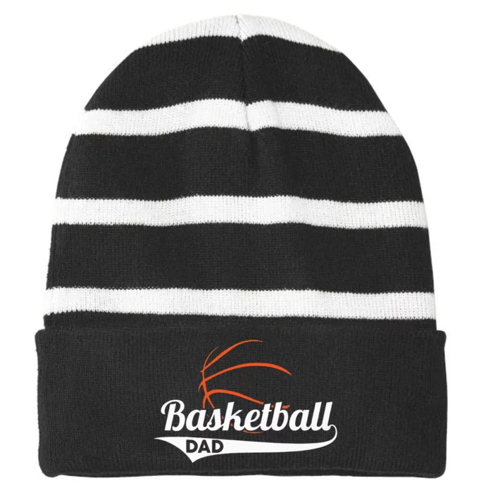 Proud Basketball Dad Striped Beanie with Solid Band