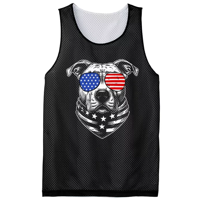 Pit Bull Dad Pittie Dog Patriotic 4th Of July American Flag Mesh Reversible Basketball Jersey Tank