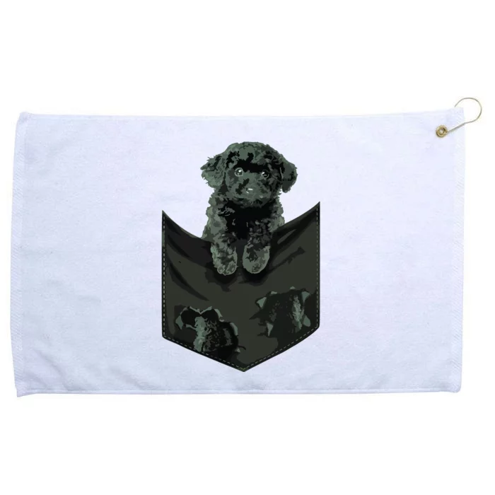 Poodle Black Dog Pocket Mid Poodle Black In Pocket Grommeted Golf Towel