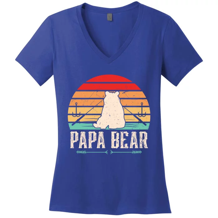 Papa Bear Dad Bear Fishing Great Gift Women's V-Neck T-Shirt