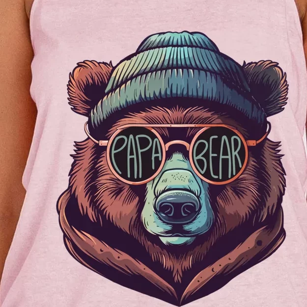 Papa Bear Dad Humor FatherS Day Gift Women's Knotted Racerback Tank