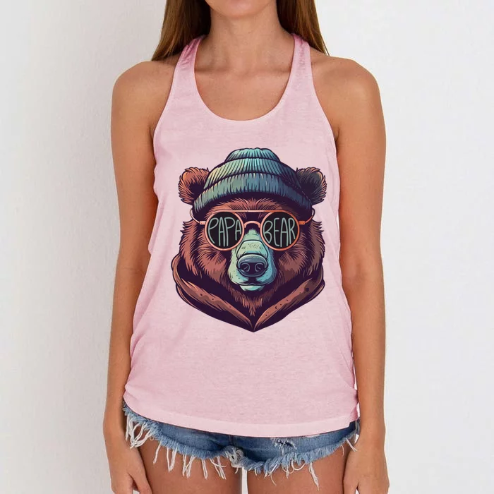 Papa Bear Dad Humor FatherS Day Gift Women's Knotted Racerback Tank