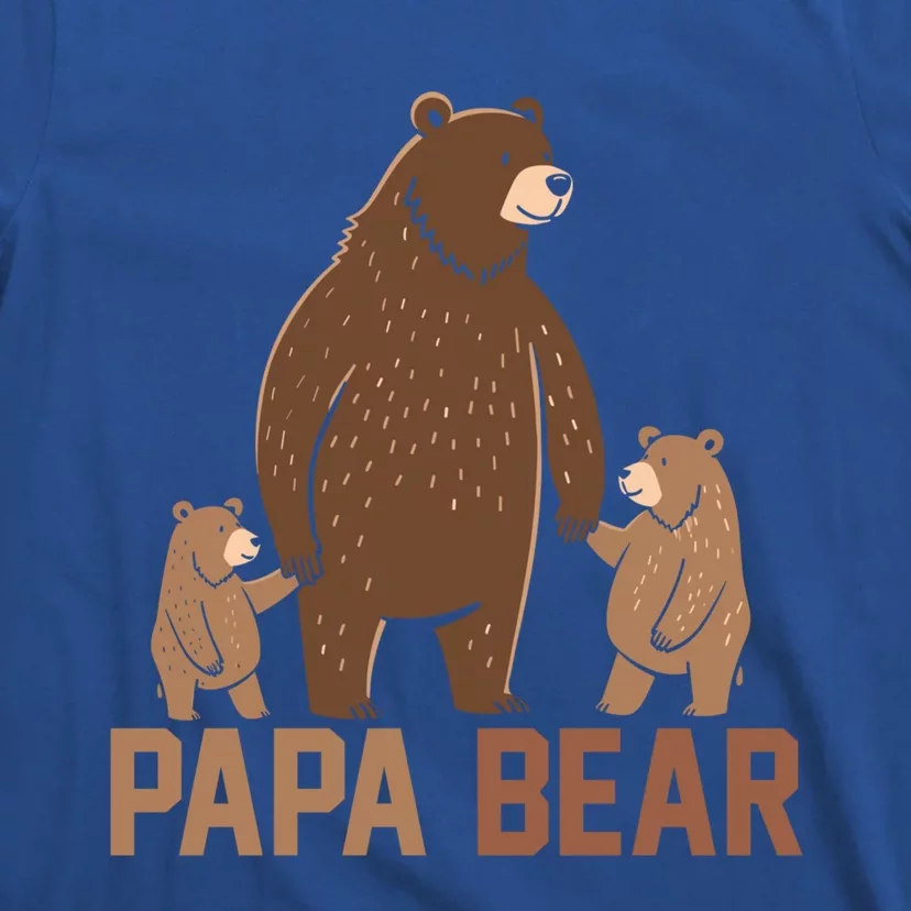 Papa Bear Dad Two Cubs Daddy Bear 2 FatherS Day Gift T-Shirt