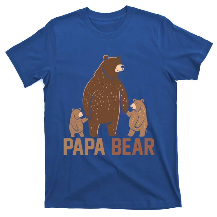 Papa Bear Dad Two Cubs Daddy Bear 2 FatherS Day Gift T-Shirt