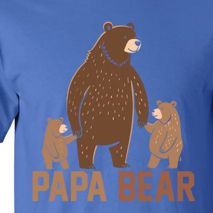 Papa Bear Dad Two Cubs Daddy Bear 2 FatherS Day Gift Tall T-Shirt