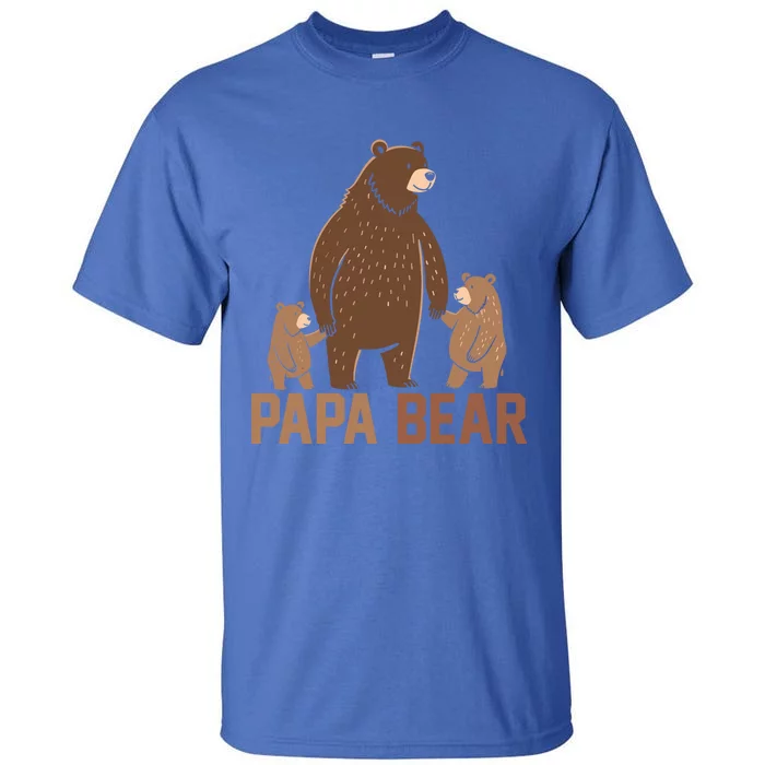 Papa Bear Dad Two Cubs Daddy Bear 2 FatherS Day Gift Tall T-Shirt