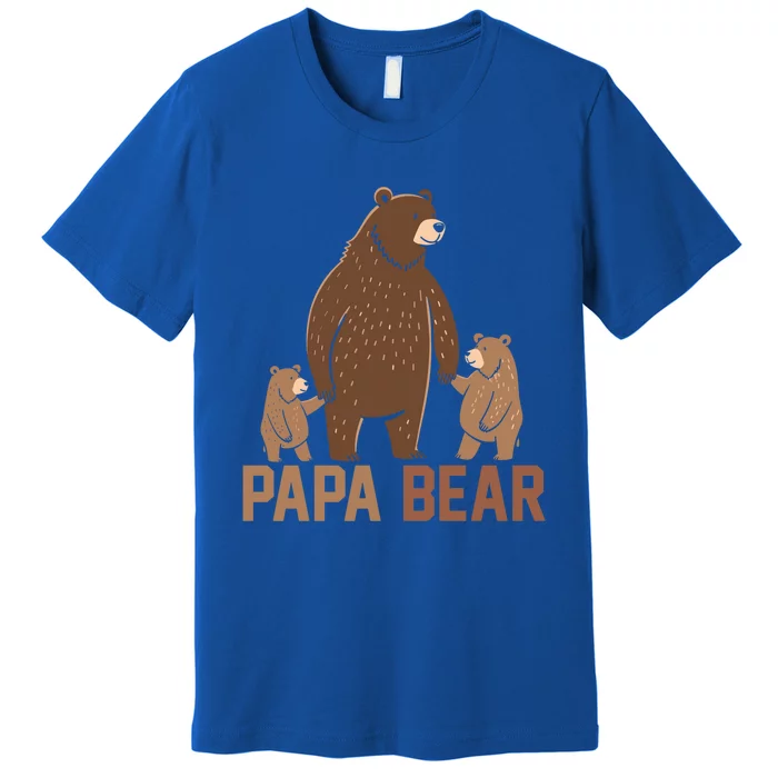 Papa Bear Dad Two Cubs Daddy Bear 2 FatherS Day Gift Premium T-Shirt