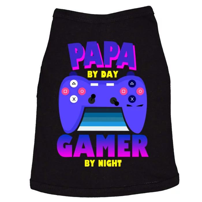 Papa By Day Gamer By Night Doggie Tank