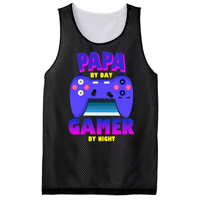 Papa By Day Gamer By Night Mesh Reversible Basketball Jersey Tank