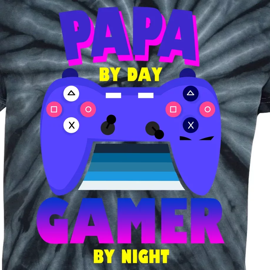 Papa By Day Gamer By Night Kids Tie-Dye T-Shirt