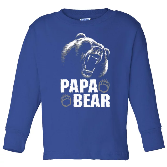 Papa Bear Dad Fathers Day Cool Gift Toddler Long Sleeve Shirt