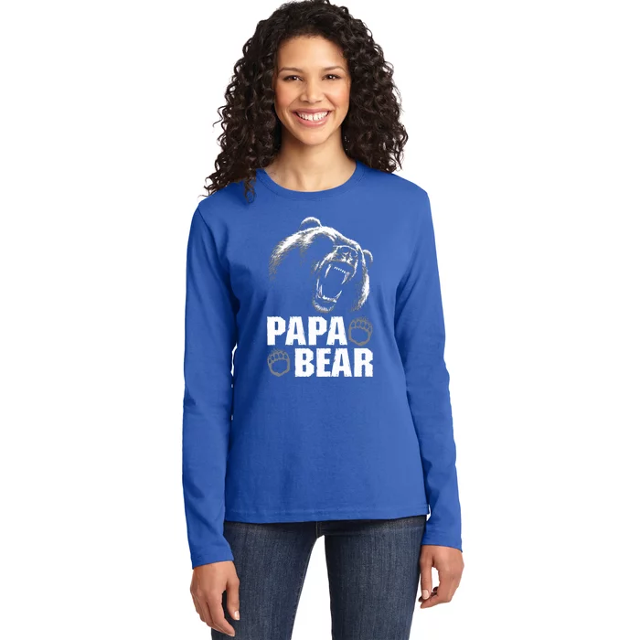 Papa Bear Dad Fathers Day Cool Gift Ladies Long Sleeve Shirt