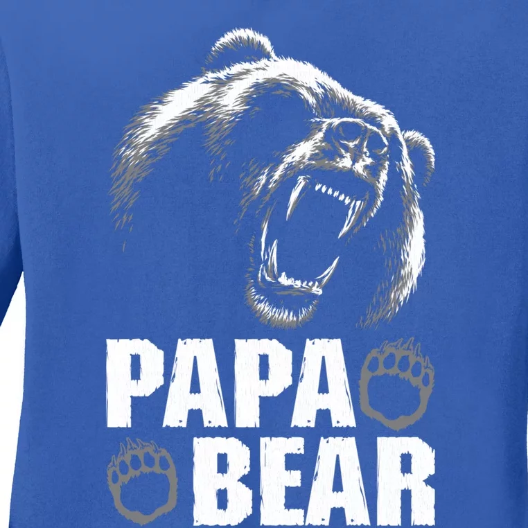 Papa Bear Dad Fathers Day Cool Gift Ladies Long Sleeve Shirt