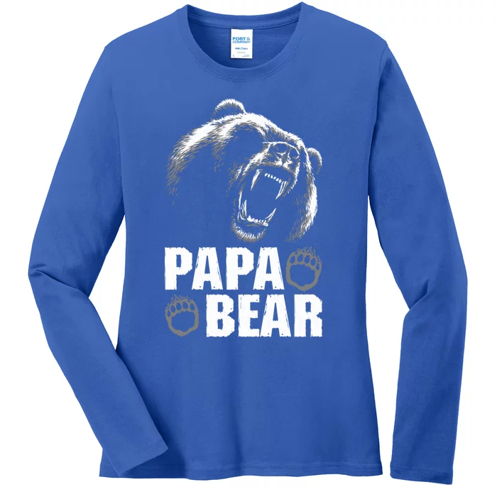 Papa Bear Dad Fathers Day Cool Gift Ladies Long Sleeve Shirt