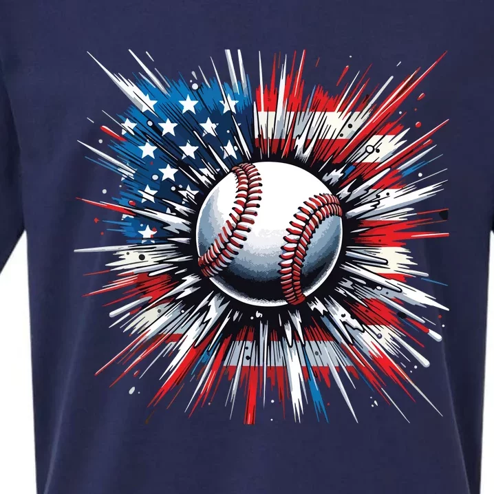 Patriotic Baseball Design Usa American Flag Boy 4th Of July Sueded Cloud Jersey T-Shirt