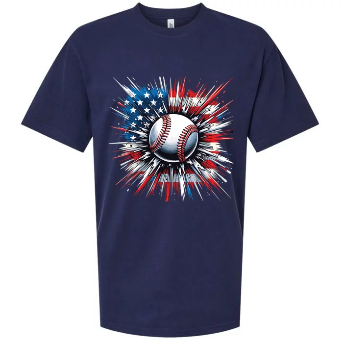 Patriotic Baseball Design Usa American Flag Boy 4th Of July Sueded Cloud Jersey T-Shirt