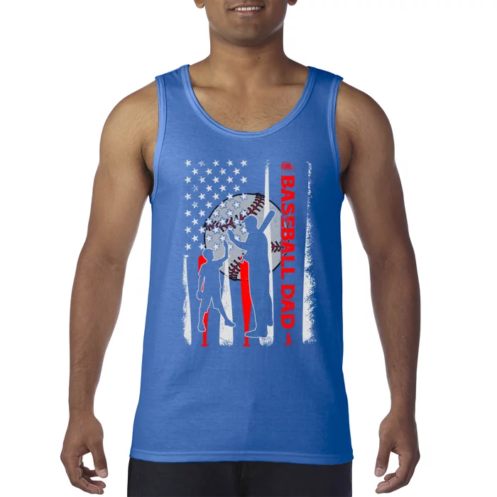 Proud Baseball Dad American Flag Fathers Day Gift Tank Top